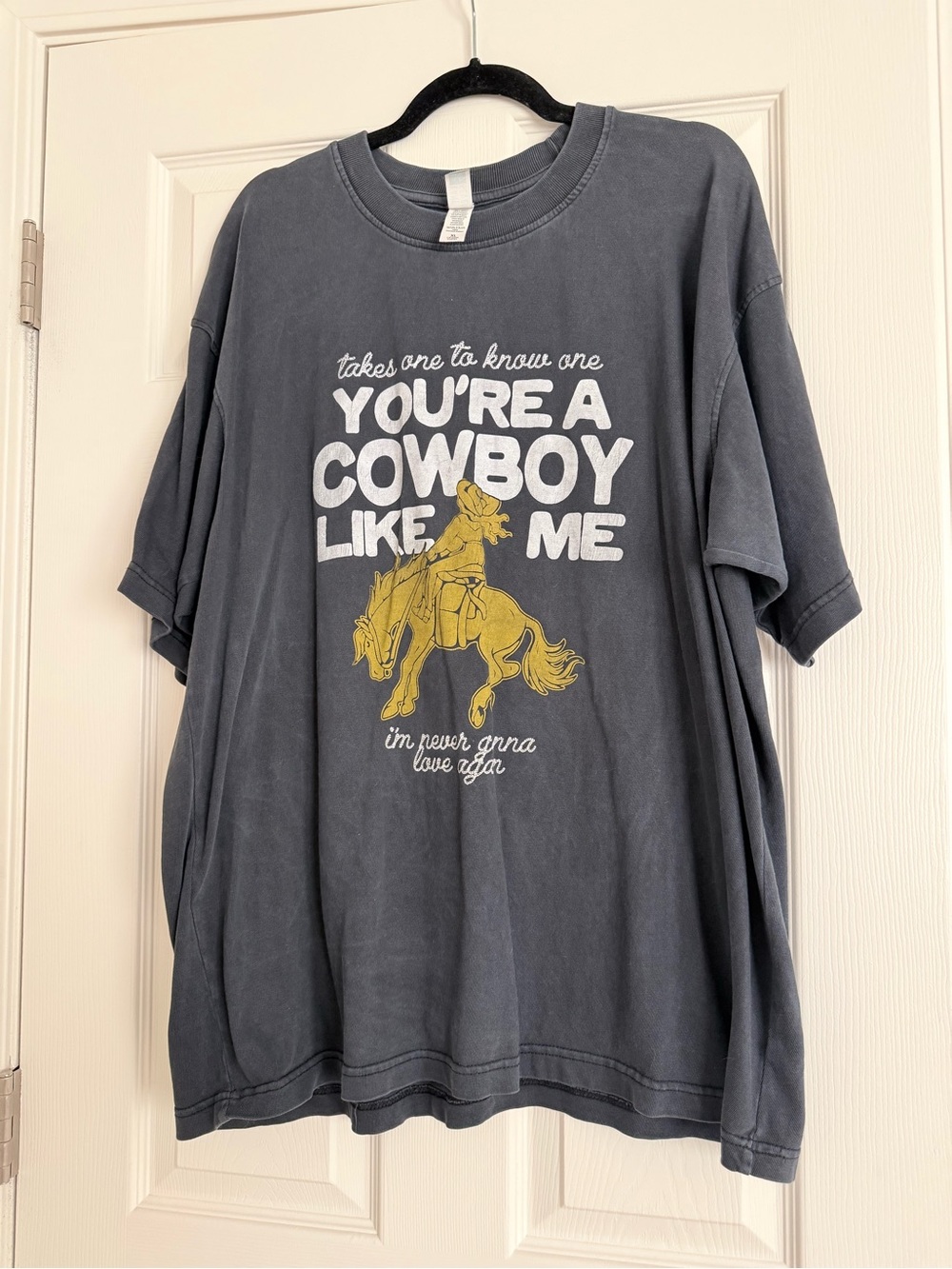 You're a Cowboy Like Me Short Sleeve Tee - Charcoal with Yellow Graphic